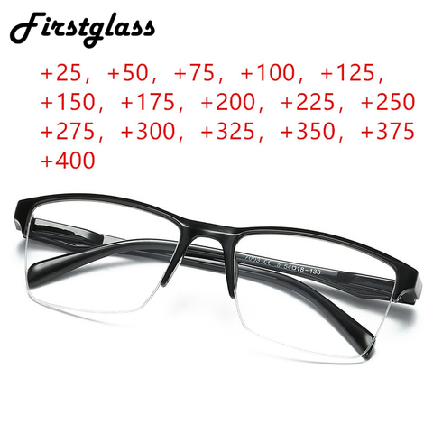 2022 New Half Frame Reading Glasses Men Women Ultralight Presbyopic Glasses Black Square Eyewear Far Sight Glasses +25 To +400 ► Photo 1/6