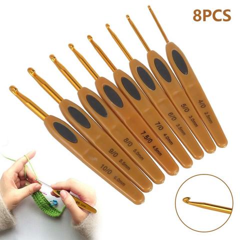 8Pcs Mix Size 2.5mm-6mm Crochet Hook Knit Weave Yarn Craft Knitting Needle Plastic Handle Knitting Hooks Needles Sewing Tools ► Photo 1/6