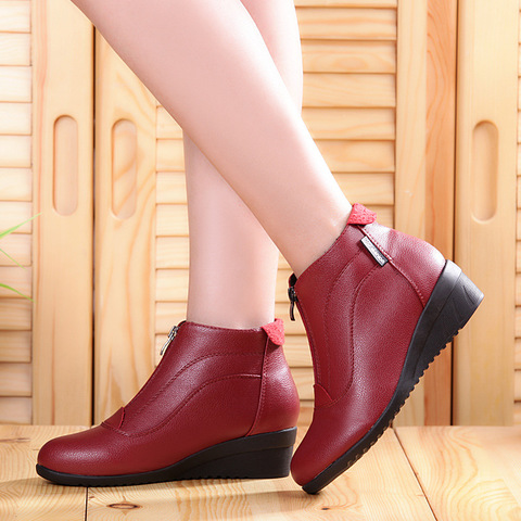 Winter Boots Women Women Snow Boots Wedge Heels Winter Shoes Women Warm Fur Casual Shoes Zip Women's Shoes Botas Mujer 369 ► Photo 1/4