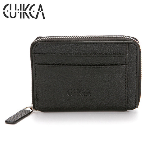 CUIKCA New Fashion Wallet Women Men Zipper Wallet PU Leather Small Short Wallet Coins Purse ID Credit Card Holders Card Cases ► Photo 1/6