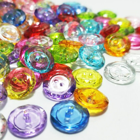 HL 100PCS New Style 2 Hole Transparent Mix Color 11MM Plastic Buttons Apparel Sewing Accessories DIY Scrapbooking ► Photo 1/4