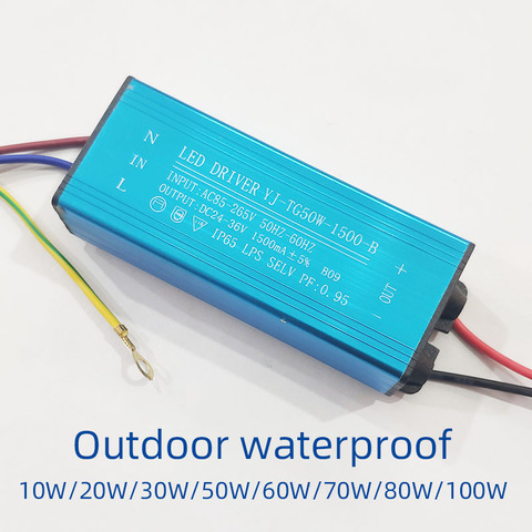 led driver power supply ballast AC85V-265V outdoor street lamp floodlight spotlight waterproof transformer 20W 30W 50W 70W 100W ► Photo 1/6