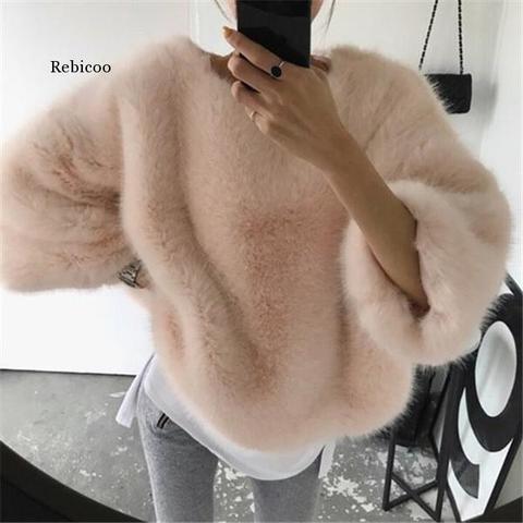 women's sweater koean style o-neck cashmere softness pullovers Sweater Casual Female Warm thick fluffy Autumn Winter ► Photo 1/1