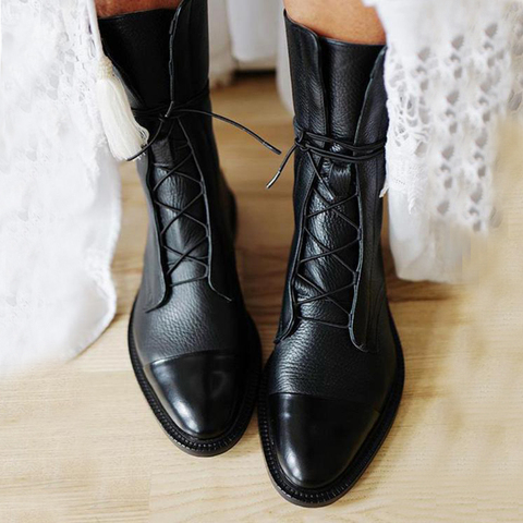 New SHENGY Patent Leather British Style Flat Boots Black Pointed Toe Boots Handsome Motorcycle Boots Women's Boots ► Photo 1/6