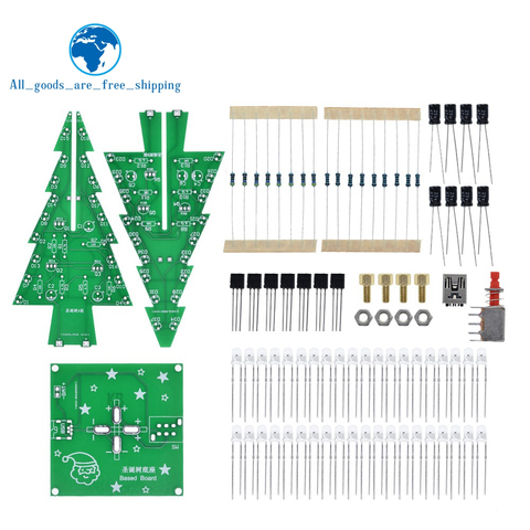 TZT  Three-Dimensional 3D Christmas Tree LED DIY Kit Red/Green/Yellow LED Flash Circuit Kit Electronic Fun Suite ► Photo 1/6