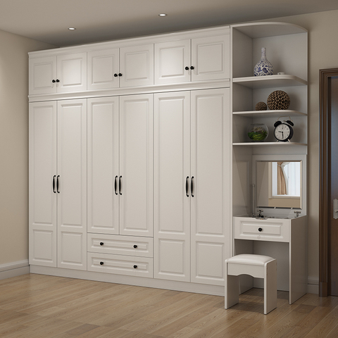 Wardrobe and Top Cabinet Simple Modern Economical Plate-Type White Cabinet Wooden 6-Door Wardrobe furniture ► Photo 1/5