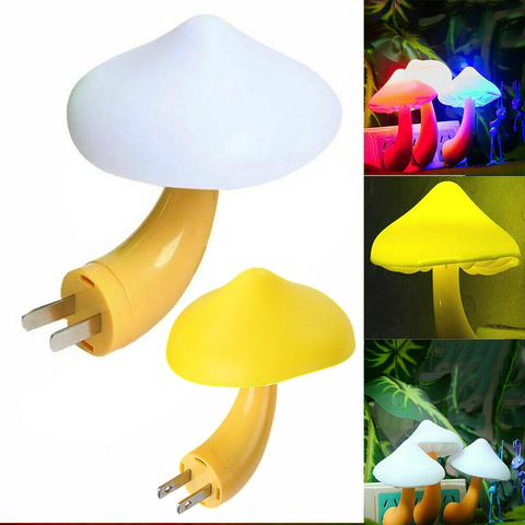 Mushroom Shape LED Night Lights Sensor Dusk to Dawn Bedroom Decor Wall Lamps for Kids Children's Room Bedside Lamp US/EU Plug ► Photo 1/6