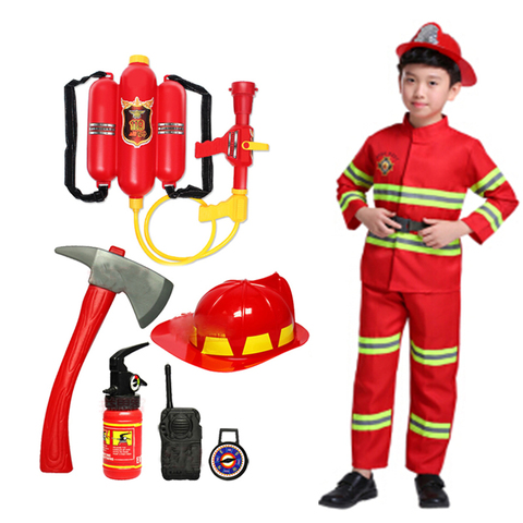 Halloween Cosplay Kids Firefighter Uniform Children Sam Fireman Role Play Work Clothing Suit Boy Girl Performance Party Costumes ► Photo 1/6