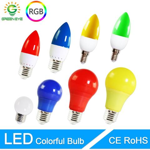LED Lamp E27 E14 3W 5W 7W  RGB Led Bulb A60 A50 G45 C35 Led candle Light Colorful SMD 2835 AC 220V 240V Flashlight Globe Bulb ► Photo 1/6