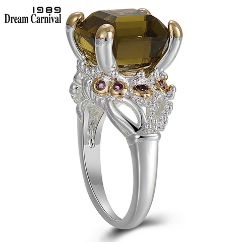 Dreamcarnival 1989 Solitaire Promise Wedding Engagement Rings For Women Two Tones Colors Hot Pick Zircon Female Jewelry WA11759 ► Photo 1/6