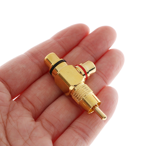 1pc Gold Plated RCA Male to 2 Female RCA Splitter Adapter AV Video Audio T Plug RCA 3 way Plug R Connector ► Photo 1/6