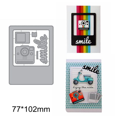 Lovely Camera Film Smile Happy Take Photo Frame Metal Cutting Dies Decorate Paper Scrapbooking Craft Embossing Cards New Dies ► Photo 1/6
