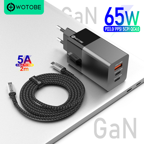 65W GaN USB-C Power Adapter,1Port PD65W PPS 45W for Type-C Laptops MacBook iPad iPhone Samsung,1port QC3.0/SCP for HUAWEI XIAOMI ► Photo 1/6