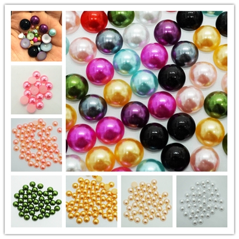 Wholesale Acrylic Beads Pearl Imitation Half Round Flatback Craft Jewelry Making