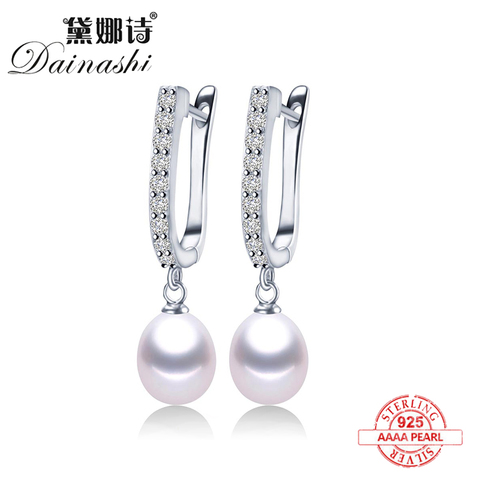 2022 Women Freshwater Pearl Earrings Zircon Fashion 925 Sterling Silver Drop Earring White Real Pearl Wedding Jewelry With Box ► Photo 1/4
