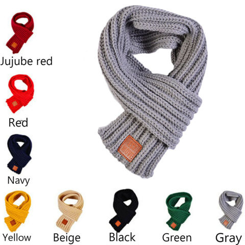 New Winter lovely cotton knitted kids boys girls scarf solid winter warm scarves children baby scarf ► Photo 1/6