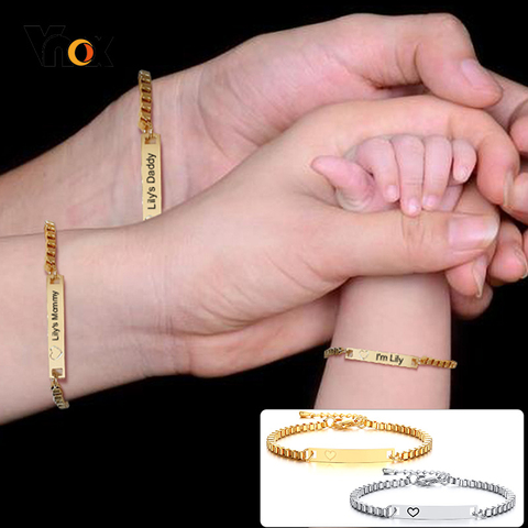 Vnox Custom Baby Dad Mom Family Names Bracelets Anti Allergy Stainless Steel Women Kids Girls Boys Adjustable Personalized Giflt ► Photo 1/6