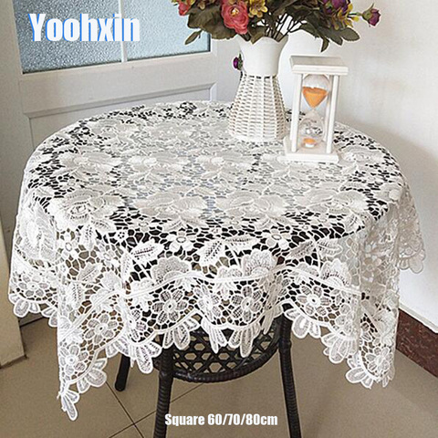 Luxury white lace cotton square Tablecloth embroidery flower Table Cover cloth dining Christmas Wedding New Year 2022 decoration ► Photo 1/4
