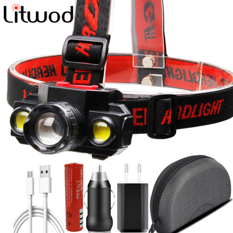 XP-E Q5 & COB Led Headlamp Use Rechargeable 18650 Battery Headlight Zoomable Lamp Torch Light for Camping Litwod ► Photo 1/6