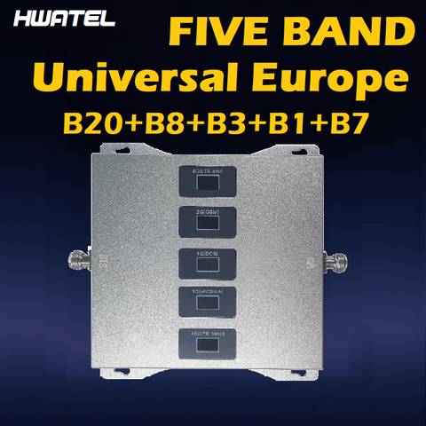 Universal Europe Asia Five Band signal booster cellular amplifier repeater b20 B5 b8 B3 B1 B7 800 900 1800 2100 2600 2G 3G 4G 5G ► Photo 1/6