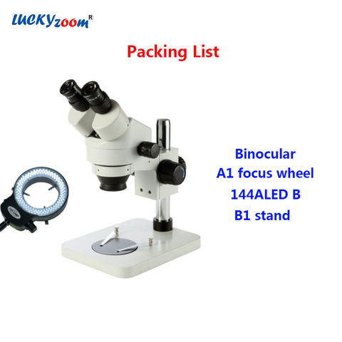 Professional 7X-45X Table Pillar Stand Binocular Stereo Zoom Microscope Inspection PCB Microscopio 144 Led Ring Light ► Photo 1/6