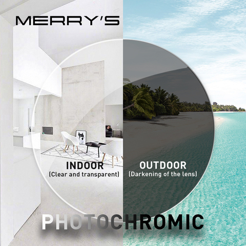 MERRYS Anti Blue Light Rays Photochromic Series 1.56 1.61 1.67 Prescription CR-39 Resin Aspheric Glasses Lenses Myopia Lens ► Photo 1/6