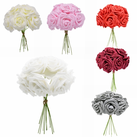 24pcs 7cm White Rose Artificial PE Foam Rose Flower Wedding Xmas Decor Bridal Bouquet Scrapbooking Craft Fake Flower DIY Supplie ► Photo 1/3