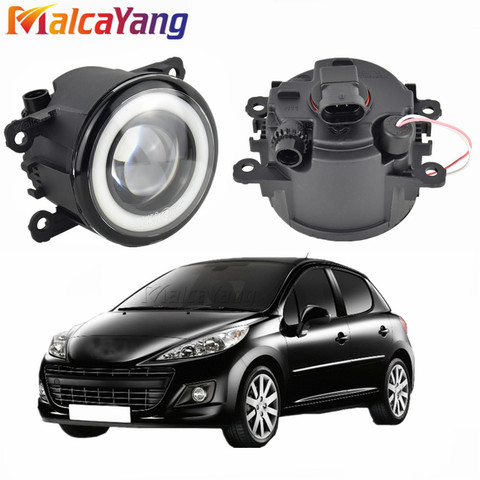 2pcs/pair Angel Eye with LED Fog Lights For Peugeot 207 307 407 607 3008 SW CC VAN 2000-2013 For 307 Hatchback 3A 3C 2000-2008 ► Photo 1/6