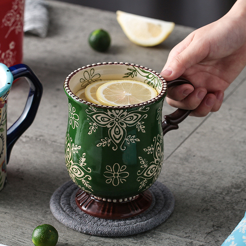 Japanese hand-painted ceramic mug, simple and fashionable drinking cup tea cup milk breakfast cup office home coffee cup ► Photo 1/5