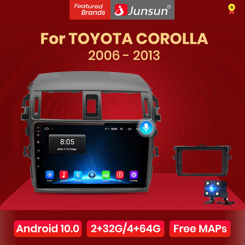 Junsun V1 Android 10.0 2G+32G DSP Car Radio Multimedia Player GPS Navigation For Toyota Corolla E140 E150 auris 2006-2013 2 din ► Photo 1/6