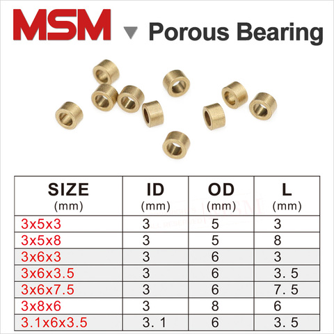 MSM 3x5x3/3x5x8/3x6x3/3x6x3.5/3x6x4/3x6x7.5/3x8x6mm Porous Bearings Tin Bronze Base Powder Metallurgy Oil Bushing Copper Sleeve ► Photo 1/1