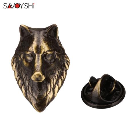 SAVOYSHI Bronze Wolf head Brooch Pin Badges High quality Metal Cartoon Animal Lapel Pin Suit Coat Hats Accessories ► Photo 1/5