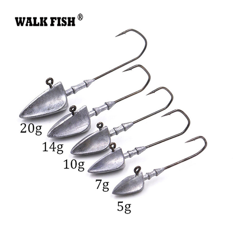 Walk Fish 5Pcs/Lot Head Hooks 3.5g 5g 7g 10g 14g 20g Lead Head Hook Lure  Hook Jig Head Multicolor Fishing Tackle Hooks - Price history & Review