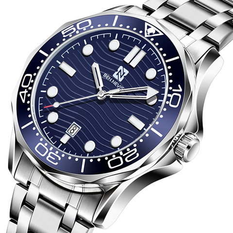 Ben Nevis Quartz Watch Men Business Stainless Steel Strap Luminous Hands Calendar Watch Male Sport Clock Fashion Blue Dial Reloj ► Photo 1/6