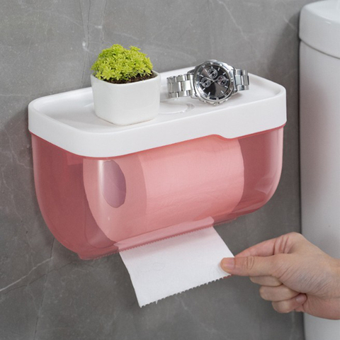 Wall mounted Bathroom Roll Paper Holder Waterproof Plastic Toilet Tissue  Boxes