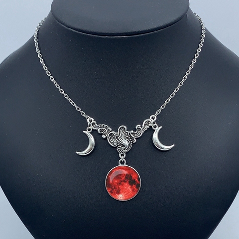 Crystal glass moon necklace, crescent pendant witch jewelry simple moon collar jewelry pagan wizard gift ► Photo 1/6