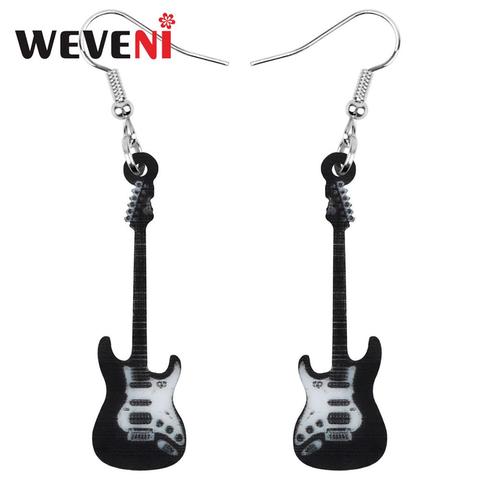 WEVENI Acrylic Anime Black Guitar Earrings Drop Dangle Jewelry For Women Girls Teens Kids Charms Party Gift Decoration Accessory ► Photo 1/5