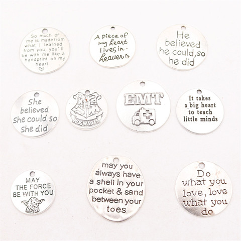 10pcs Popular Inspirational Quotes Metal Tag Pendant DIY Charm Fashion Necklace Bracelet Jewelry Handicraft Accessories P72 ► Photo 1/6