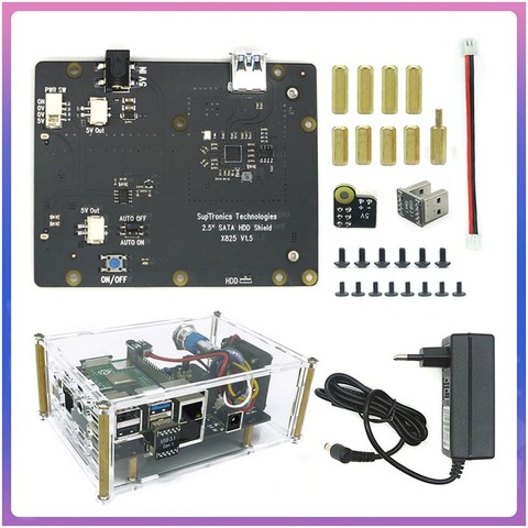 Raspberry X825 2.5 inch SATA HDD/SSD Storage Expansion Board Acrylic Case for Raspberry Pi 4B ( 4 Model B ) ► Photo 1/6