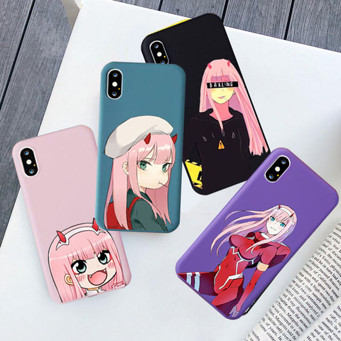 Buy Online Dois Querida Na Franxx Anime Zero Two Cute Phone Cover For Iphone 12 11 Pro Max X 8 7 6plus Coque Soft Silcone Phone Accessories Alitools