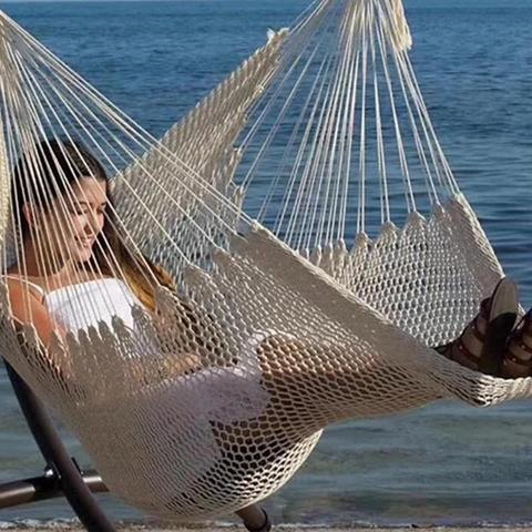 Large Cotton Rope Hammock Chair Portable Hanging Chair Indoor Outdoor Hammock Lazy Hanging Swing Bed Chair Romantic ► Photo 1/6