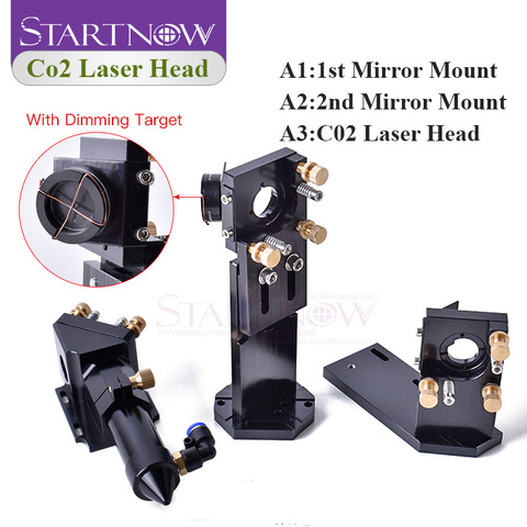 Startnow CO2 Laser Head Set with Laser Path Calibrating Device Dia.20/Lens FL 50.8 & 101.6mm D25/Mirror Integrative Mount Holder ► Photo 1/6