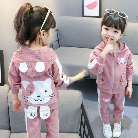 Girls Clothes Set  toddler Girls clothing Suit top+Pants 2 Pcs Spring cat Children's Set Teen Girls Clothes Suit 2 3 4 6 Years ► Photo 1/5