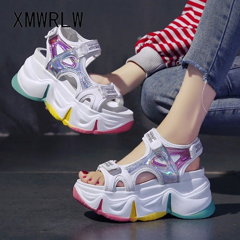 XMWRLW Platform Sandals For Woman Summer Shoes Casual Hook Loop High Heels Female Beach Shoes 2022 Summer Women Platform Sandals ► Photo 1/6