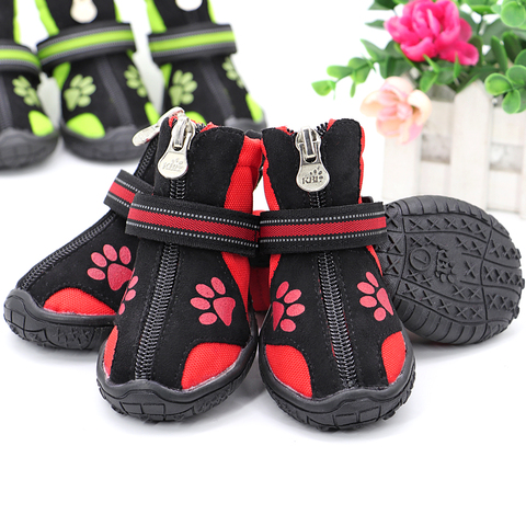 4pcs Pet Dog Shoes Warm Winter Dogs Shoes Reflective Pet Rain Snow Boots Non-slip Dog Shoe For Small Large Dogs ► Photo 1/6