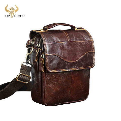 Quality Original Leather Male Casual Shoulder Messenger bag Cowhide Fashion Cross-body Bag 8