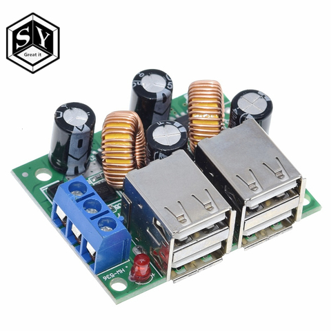 4 Four USB Port A5268 Step Down Power Supply Converter Board Module DC 12V 24V 40V to 5V 5A For MP3/MP4 Phone Car Equipment ► Photo 1/6