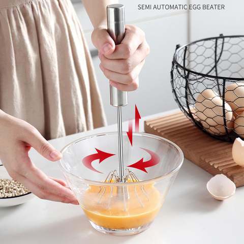 Semi-automatic Egg Beater 304 Stainless Steel Egg Whisk Manual Hand Mixer Self Turning Egg Stirrer Kitchen Accessories Egg Tools ► Photo 1/6