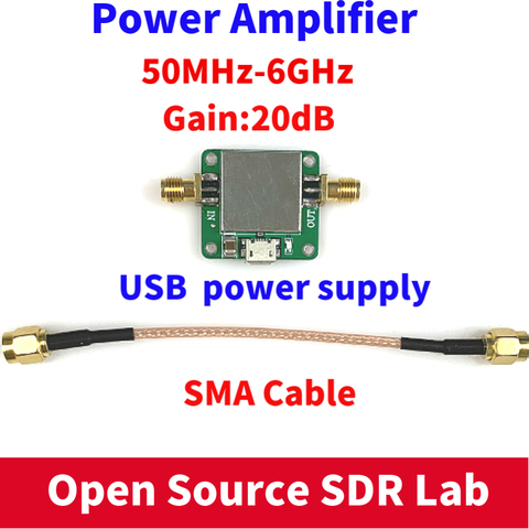 50M-6GHz Low Noise RF Amplifier Ultra Wideband Gain 20dB MicroUSB Power Supply ► Photo 1/3