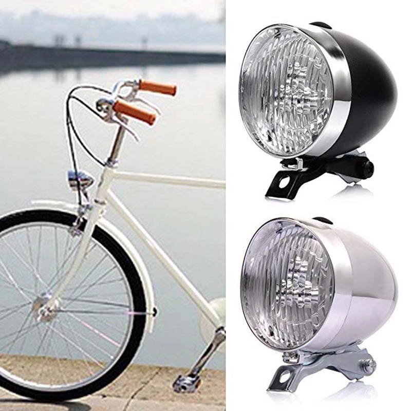 Retro Bicycle Bike Front Light Bracket Headlight Flashlight Lamp Accessory 3 LED 